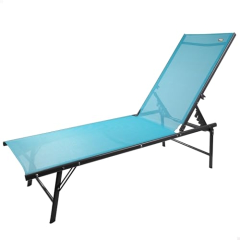 Aktive 61107 - Hellblaue Gartenliege für den Außenbereich, klappbar und in 6 Positionen verstellbar, Textilmaterial, maximales Gewicht 110 kg. Maße 180x49x35cm, Hängematten und Liegen