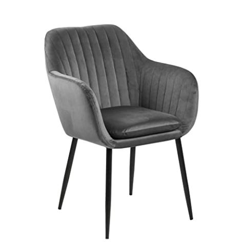 AC Design Furniture Wendy Esszimmerstuhl, B: 57 x T:61 x H: 83 cm, Dunkelgrau/Schwarz, Samt/Metall, 1 Stk.