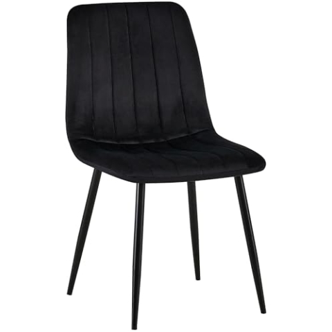 CLP Stuhl Dijon I Samt I Stoff I Mit Ziernähten I Mit Bodenschonern, Farbe:schwarz, Material:Samt
