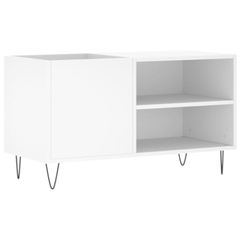 vidaXL Plattenschrank, Schallplattenschrank mit viel Stauraum, Plattenspieler Schrank für Wohnzimmer, LP Schrank Schallplattenständer, Weiß Holzwerkstoff