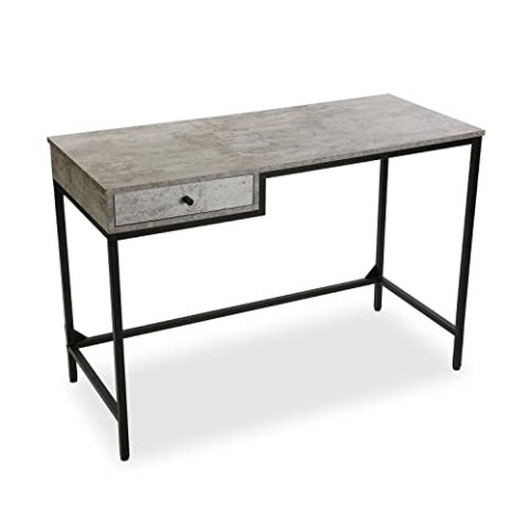 Versa Jack Schreibtisch für den Computer, Arbeitstisch Kompakter Tisch Büro, Mit Schublade, Maßnahmen (H x L x B) 76 x 48 x 110 cm, Holz und Metall, Farbe: Grau