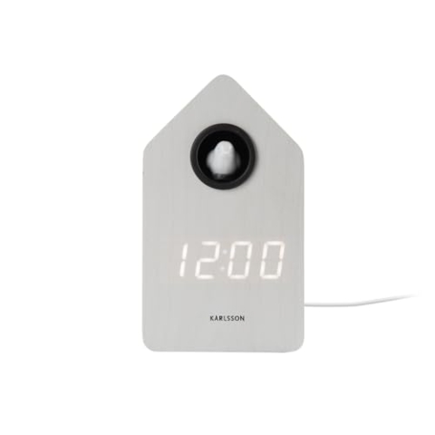 Karlsson Alarm Clock Cuckoo LED White wash Veneer