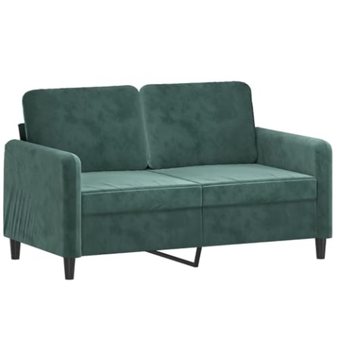 vidaXL Sofa 2-Sitzer, Loungesofa Couch mit Armlehnen Rückenkissen, Wohnzimmersofa Designsofa Metallgestell, Sitzmöbel Zweisitzer, Dunkelgrün Samt