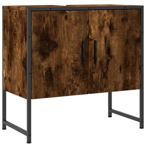 vidaXL Waschbeckenunterschrank, Waschbeckenschrank mit viel Stauraum, Unterschrank für Waschbecken Waschtisch, Badschrank Badezimmerschrank Badmöbel, Räuchereiche Holzwerkstoff