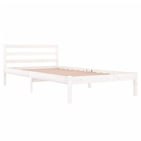 vidaXL Massivholzbett Bettgestell Bett Holzbett Einzelbett Bettrahmen Lattenrost Schlafzimmerbett Schlafzimmermöbel Kiefer 100x200cm Weiß