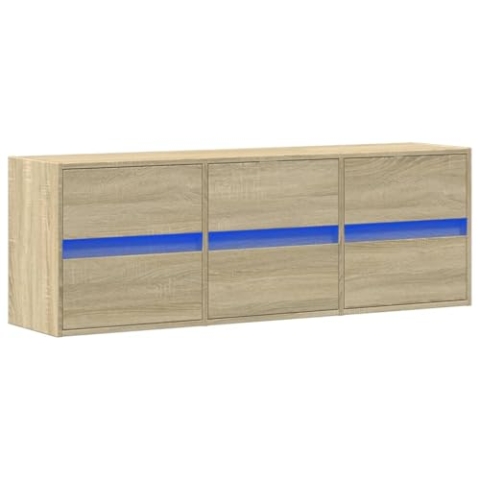 vidaXL TV Wandschrank, TV Schrank Lowboard mit LED-Beleuchtung, Hängeschrank Fernsehschrank für Wohnzimmer, Fernsehtisch TV Board Hängend, Sonoma-Eiche