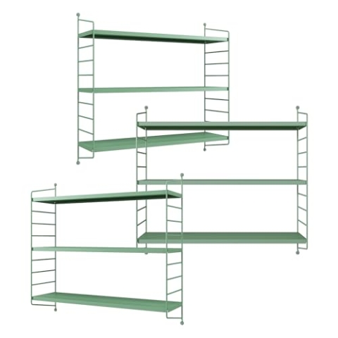 [en.casa] Modulares Wandregal Strängnäs 3er Set Metallregal Pastellgrün Hängeregal mit 3 Regalböden Badregal Küchenwandregal Wandablage Wohnzimmer