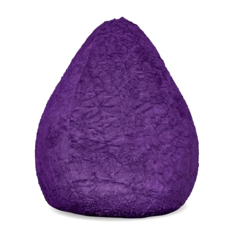 Lumaland Fluffy Sitzsack | Kinderzimmer Sitzkissen 60 x 45 cm | Waschbarer Bezug aus Webplüsch | Flauschiger & weicher Kinder Bodenkissen | Passend für Mädchen & Jungen | 120L Volumen [Dunkel Lila]
