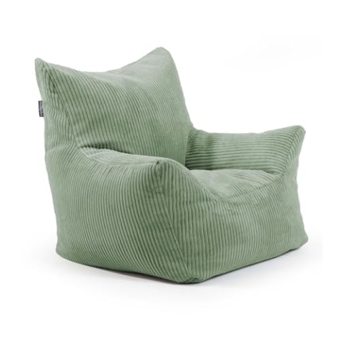 mokebo Kindersessel aus Cord 'Der Pausenheld', Sitzsack Kinder mit Füllung, auch als Lesesessel oder Sitzkissen fürs Kinderzimmer, Kindersitzsack oder Sessel für Kinder aus Cordstoff in Salbeigrün