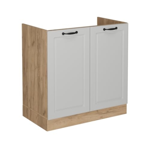 Vicco Spülenunterschrank R-Line, Weiß Landhaus, 80 cm ohne Arbeitsplatte