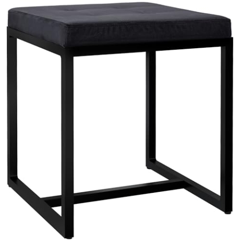 CLP Sitzhocker Barci I Moderner Hocker | Hochwertiger Polsterhocker mit schwarz pulverbeschichteten Eisengestell, Farbe:schwarz, Material:Samt