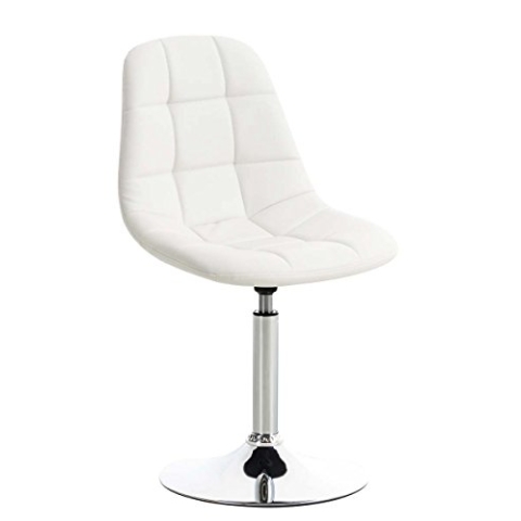 CLP Lounger Emil mit Kunstlederbezug, Esszimmerstuhl mit gestepptem Sitz, Drehstuhl mit Trompetenfuß in Chromoptik, Farbe:weiß