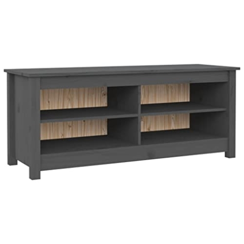vidaXL Schuhbank, Schuhregal mit viel Stauraum, Schuhschrank für Flur Eingangsbereich, Sitzbank Flurbank Bank Schuhablage, Grau Massivholz Kiefer