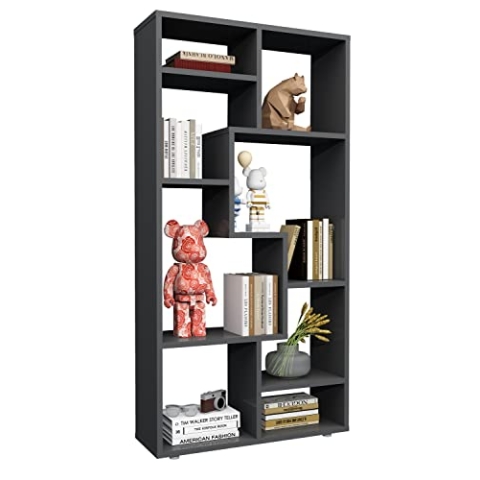 VCM Holz Standregal Bücherregal Medienregal Aufbewahrung Raumteiler Deko Regal Lanisa M Anthrazit