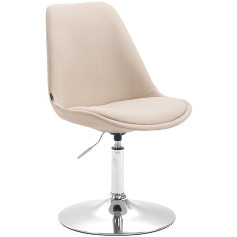CLP Esszimmerstuhl Maverick I Stoff-Bezug I Drehstuhl, Farbe:Creme, Gestell Farbe:Chrom