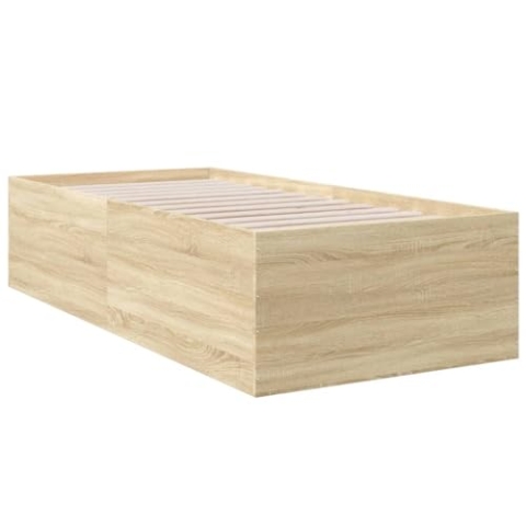 vidaXL Bettgestell, Bett Einzelbett für Schlafzimmer, Bettrahmen mit Lattenrost, Schlafzimmerbett Modernes Design, Sonoma-Eiche 100x200cm Holzwerkstoff