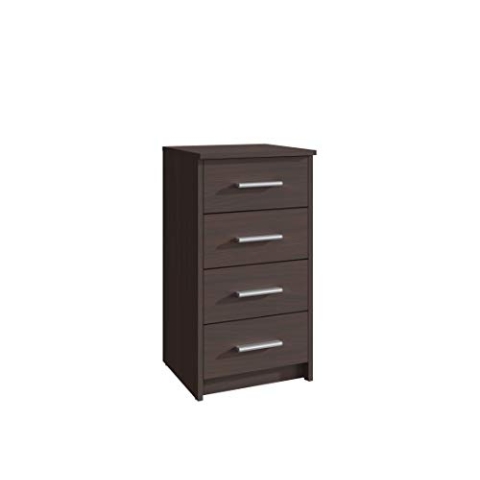 MATKAM Kommode Bodo 4S mit Vier Schubladen, H/B/T 75 x 40 x 35 cm, Griffe in Metall-Optik, Führungsschienen aus Metall (Wenge)