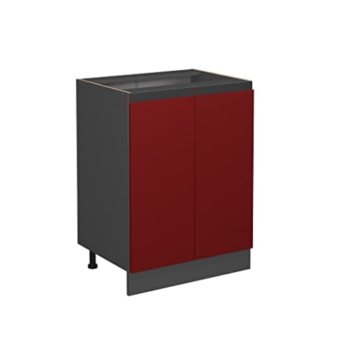 Vicco Küchenunterschrank R-Line, Rot/Anthrazit, 60 cm J-Shape, ohne Arbeitsplatte