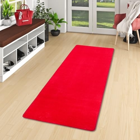 Snapstyle Trend Velours Läufer Teppich Joy Knallrot in 9 Größen