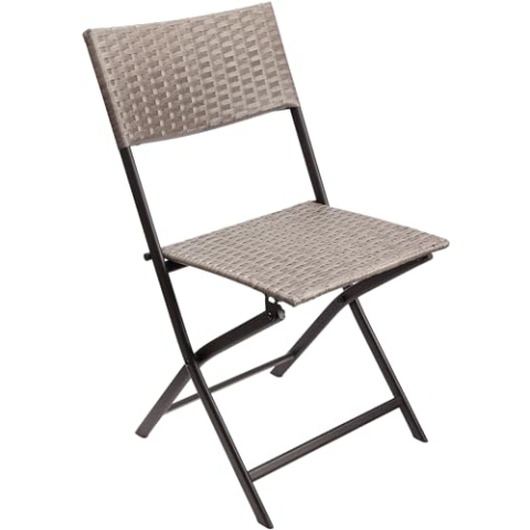 BRUBAKER Gartenstuhl Toskana - Polyrattan Klappstuhl wetterfest und robust - Balkonstuhl klappbar - Campingstuhl für Garten Balkon Terrasse - Camping Stuhl - Grau Braun