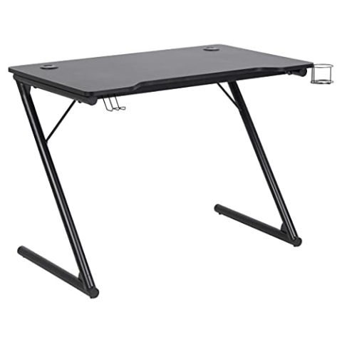AC Design Furniture Ted Gaming-Schreibtisch, H: 74 x B: 100 x T: 60 cm, Schwarz, Metall/MDF, 1 Stk.