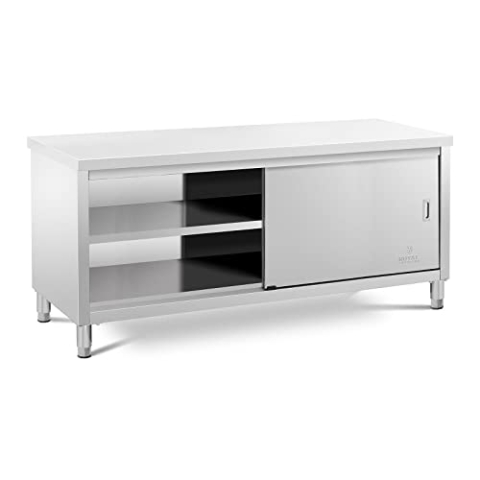 Royal Catering Arbeitsschrank Edelstahl 200 x 60 cm 500 kg Tragkraft Gastro Edelstahlschrank