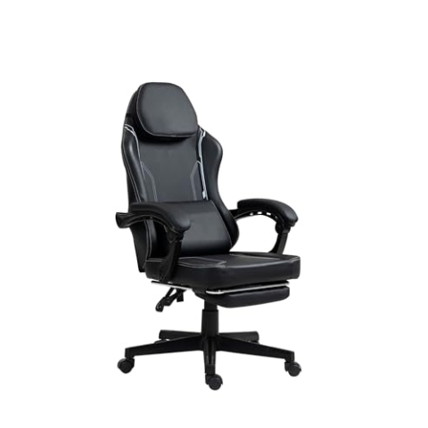 VDD - Schwarzer Gaming-Stuhl - Fußstütze - ergonomisch - höhenverstellbar