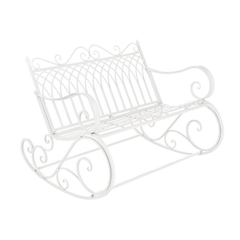[en.casa] Schaukelbank Greenough 85x113x95cm Gartenschaukel für 2 Personen im Landhausstil Metall Weiß