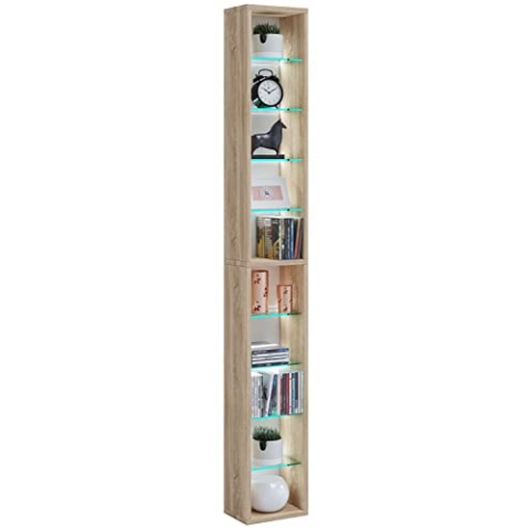 VCM Holz CD DVD Regal | Bücherregal | Aufbewahrung | Maße H. 155 x B. 21 x T. 14 cm | Standregal - Rasato XL Sonoma-Eiche