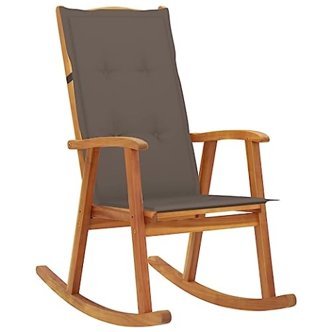 vidaXL Akazienholz Massiv Schaukelstuhl mit Auflagen Gartenmöbel Stuhl Relaxstuhl Schaukelsessel Schwingsessel Gartenstuhl Holzstuhl