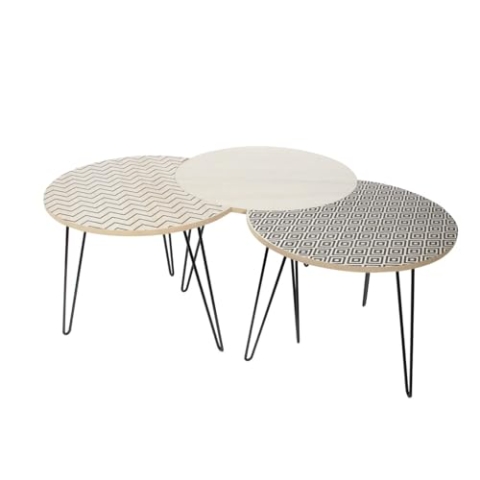 Home Deco Factory HD3882 Kaffetisch, Holz, Metall, Beige/Schwarz, Einheitsgröße