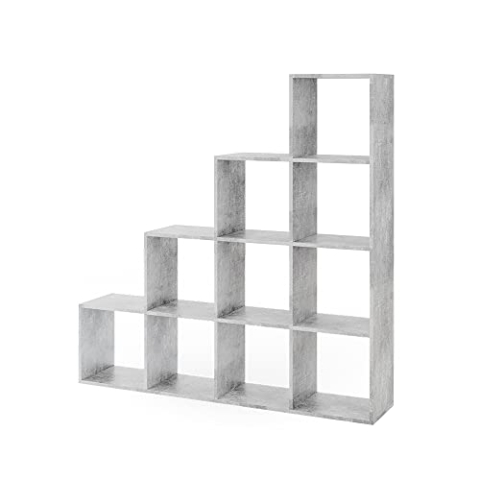 Vicco Treppenregal, stehendes Bücherregal, Beton, 142.4 x 143 cm