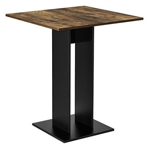 [en.casa] Küchentisch 'Lindesnes' Quadratisch 65 x 65 x 78 cm Säulentisch Esszimmertisch aus Spanplatte Speisetisch Tisch Walnuss-Optik Schwarz