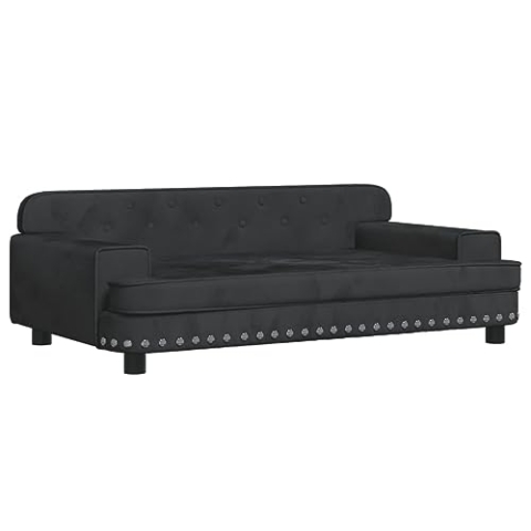 vidaXL Kindersofa, Couch für Kinder, Kindercouch mit runden Kanten, Kindersessel Minisofa Polstersofa Kindermöbel Sofa Kinderzimmer, Schwarz Samt