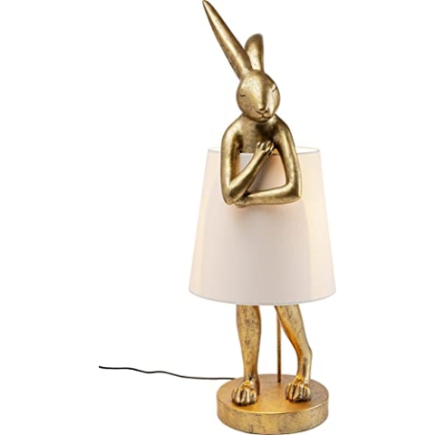 Kare Design Tischlampe Animal Rabbit Gold/Pink, Hasenleuchte, Tischleuchte, Nachttischlampe, Tiermotiv, Schreibtischlampe Kinder, Kippschalter am Kabel, Leuchtmittel nicht inklusive, 88x30,5x30,5cm