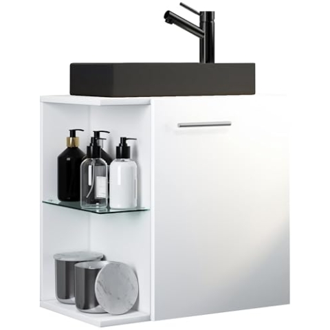 VCM 2-TLG Set | Waschplatz für Gäste WC | Gästebad | Waschtisch | Badezimmer Set – Hausa-BL Weiß