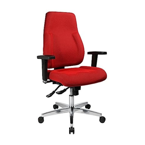 Topstar PI99GBC1 P91, Bürostuhl, Schreibtischstuhl, breiter Muldensitz, inkl. höhenverstellbare Armlehnen, Konturpolsterung, Bezug rot