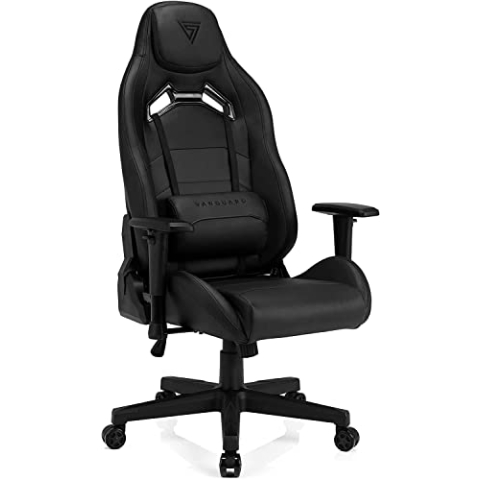 SENSE7 Gaming Vanguard Bürostuhl Zocker Gamer Ergonomischer Stuhl Armlehne Einteiliger Stahlrahmen Einstellbarer Neigungswinkel Schwarz, 41-49 x 66x58 5902659841339