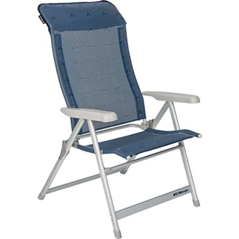 BERGER Luxus XL Gartenstuhl Hochlehner verstellbar mit Armlehnen │Klappsessel mit gepolsterte Bezug 5-Fach verstellbar Belastbar bis 200kg │ Klappstuhl Camping Aluminium │ Campingstuhl Klappbar