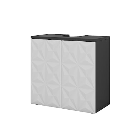 Vicco Waschbeckenunterschrank Edge, Schwarz/Weiß, 60 x 57 cm mit 2 Türen
