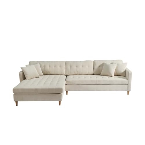 ebuy24 Marino Deluxe Chaiselongsofa rechts oder Links gewendet mit Kissen (Samt Sandfarben)