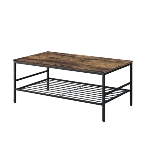 Vicco Couchtisch Fyrk, Goldkraft Eiche/Schwarz, 106 x 60 cm mit Ablage