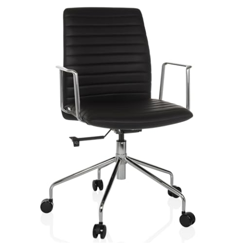 hjh OFFICE Eleganter Bürostuhl mit Wippfunktion VEMONA 30 Chefsessel Designstuhl für Büro und Home-Office, Kunstleder Schwarz