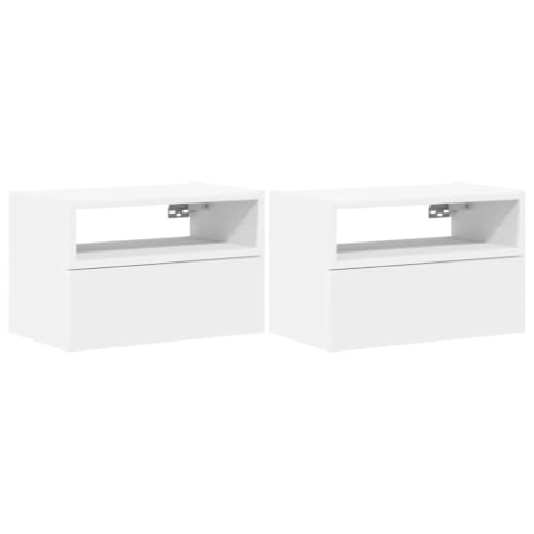 vidaXL Wand-Nachttische 2 STK. Weiß 45x26x28,5 cm, schwebender Nachttisch, Nachttisch, Nachtschrank, Wand-Nachtschrank, Wandschrank, Schlafzimmermöbel