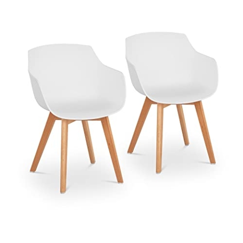 Fromm & Starck Star_SEAT_17 Stuhl 2er Set bis 150 kg Sitzfläche 41 x 40 cm weiß Kunststoffstuhl Stuhlbeine Buchenholz