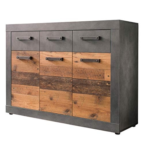 trendteam smart living - Schuhschrank Schuhkommode Kommode - Wohnzimmer - Indy - Aufbaumaß (BxHxT) 117 x 86 x 37 cm - Farbe Graphit Grau Matera mit Old Wood - 187986623