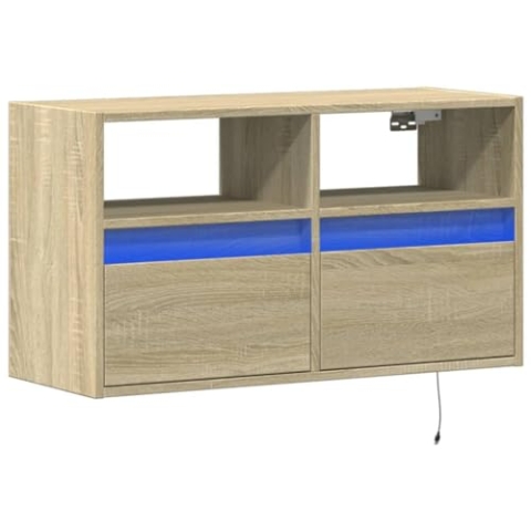 vidaXL TV Wandschrank, TV Schrank Lowboard mit LED-Beleuchtung, Hängeschrank Fernsehschrank für Wohnzimmer, Fernsehtisch TV Board Hängend, Sonoma-Eiche