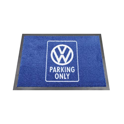 BRISA VW Collection - Volkswagen Fuß-Matte-Tür-Vorleger-Schuh-Schmutzfang-Abstreifer mit T1 Bulli Bus Motiv (Parking Only/Blau)