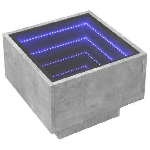 vidaXL Beistelltisch, Sofatisch mit LED Glasplatte, Couchtisch für Schlafzimmer Wohnzimmer, Nachttisch Teetisch, Betongrau Holzwerkstoff