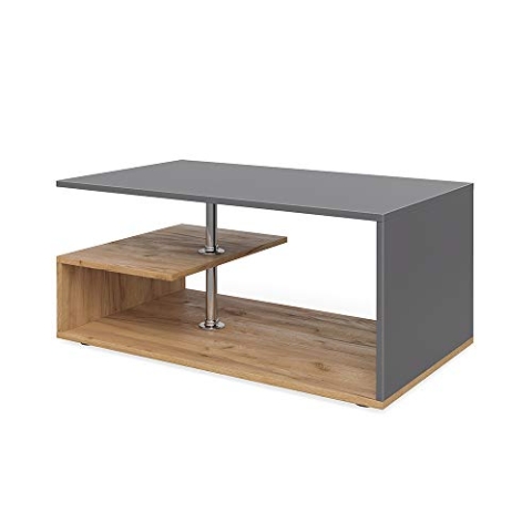 Vicco Couchtisch Guillermo, Couchtisch mit der Ablage, Sand/Anthrazit, 91 x 52,6 cm